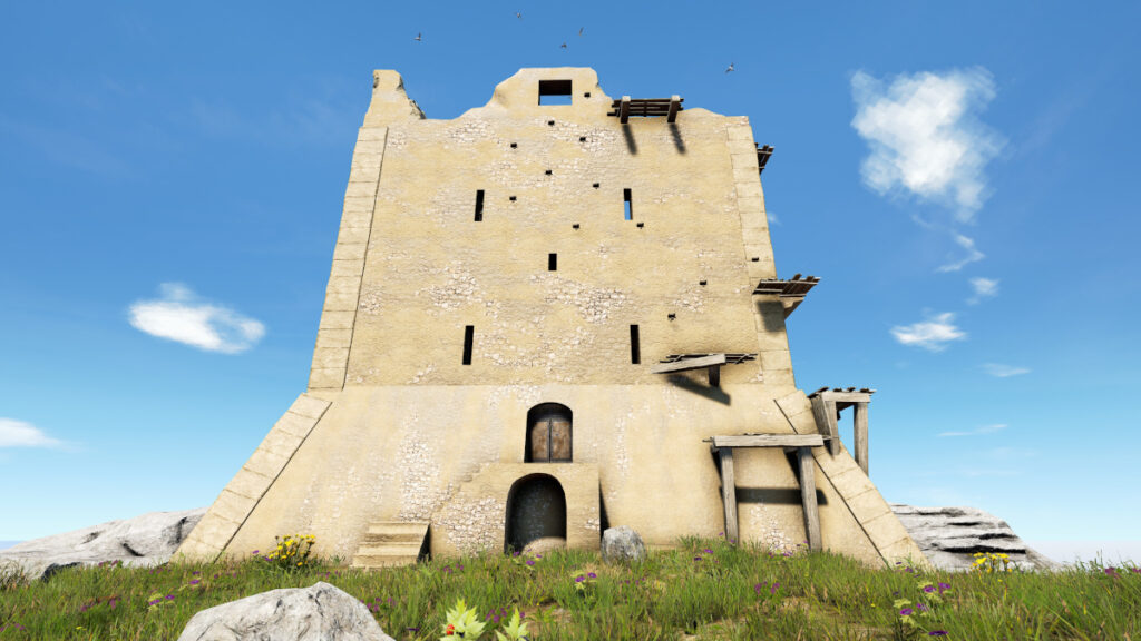 Se trata de una torre de gran envergadura. Por dentro, el espacio es ruinoso pero esconde un acceso secreto hasta la playa y la puerta.