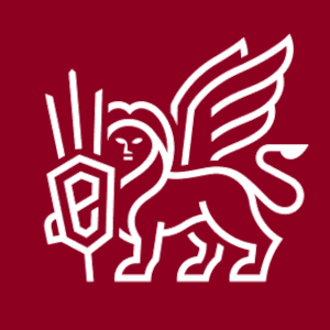 Logo. León alado con escudo.