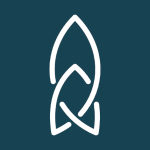 Logo de rocket language. Signo que se asemeja al de un cohete.