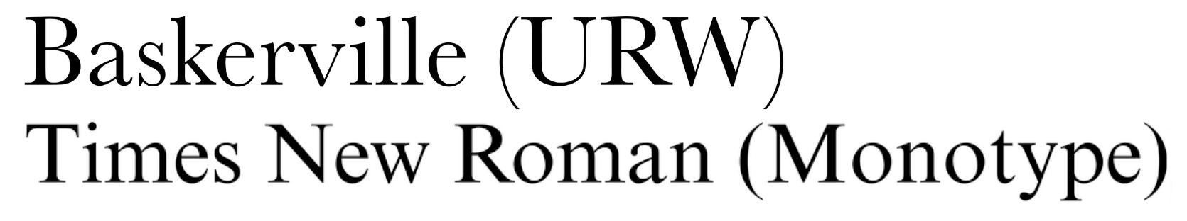 Ejemplo: Baskerville (URW) y Times New Roman (Monotype)