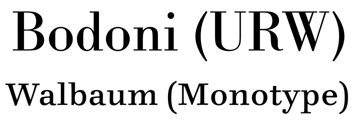 Ejemplos: Bodoni (URW) y Walbaum (Monotype)