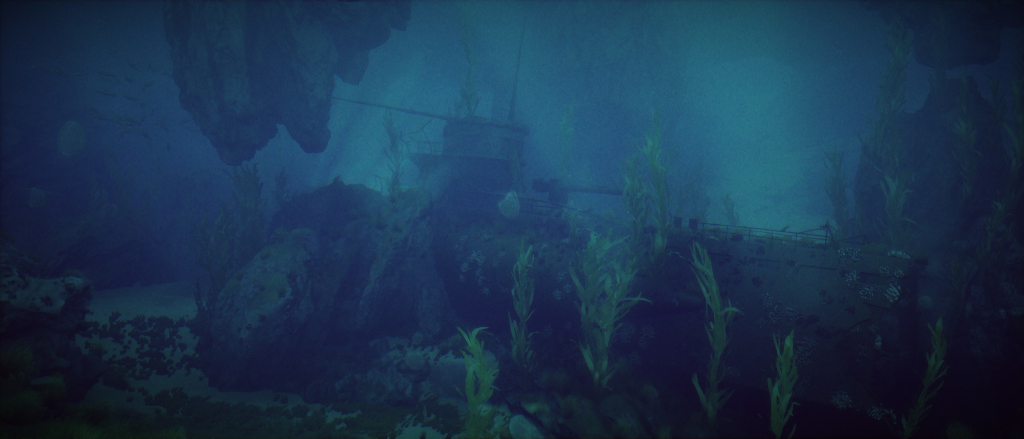 Imagen de un submarino hundido.